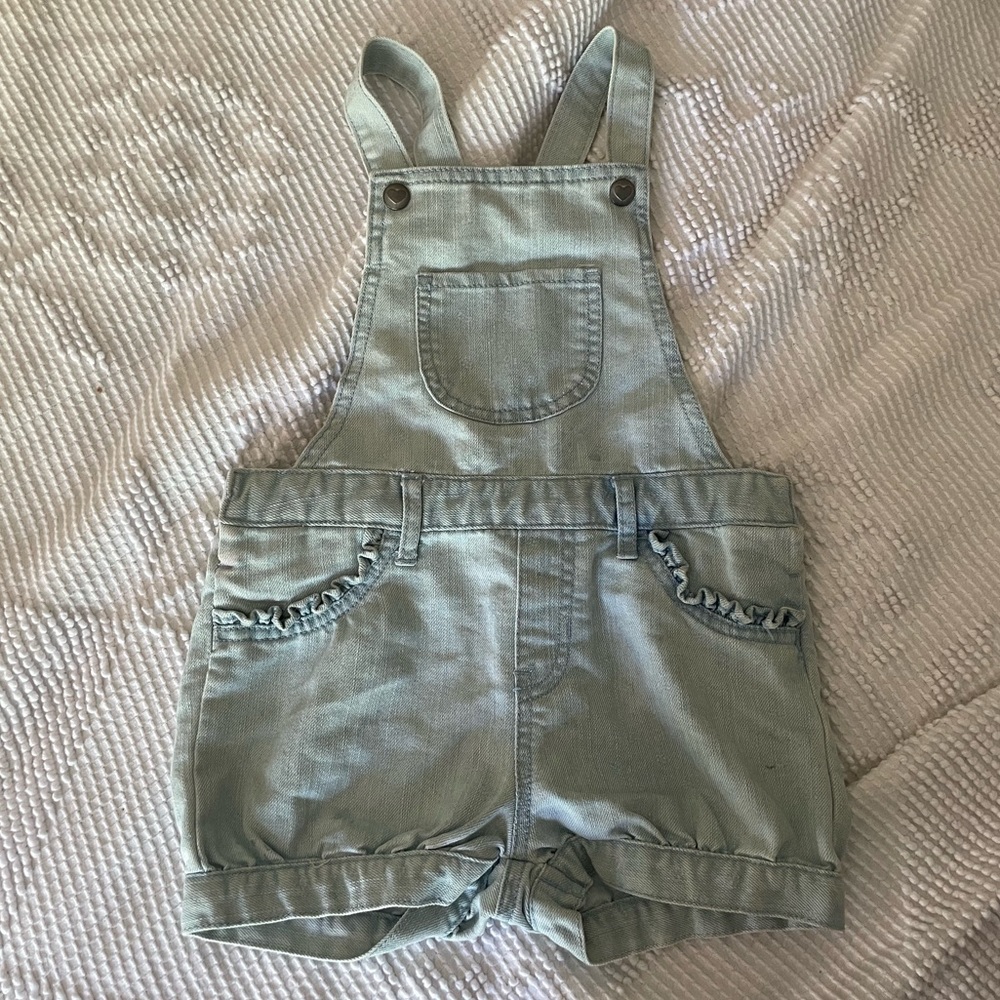 Cross cross denim overall shorts
